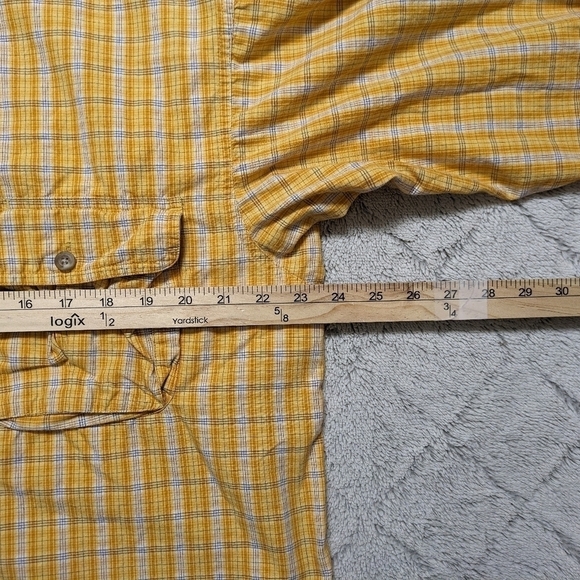 Cabela's Shirt Men's Large Yellow Plaid Safari Series Vented Mesh Roll Tab - Picture 7 of 8